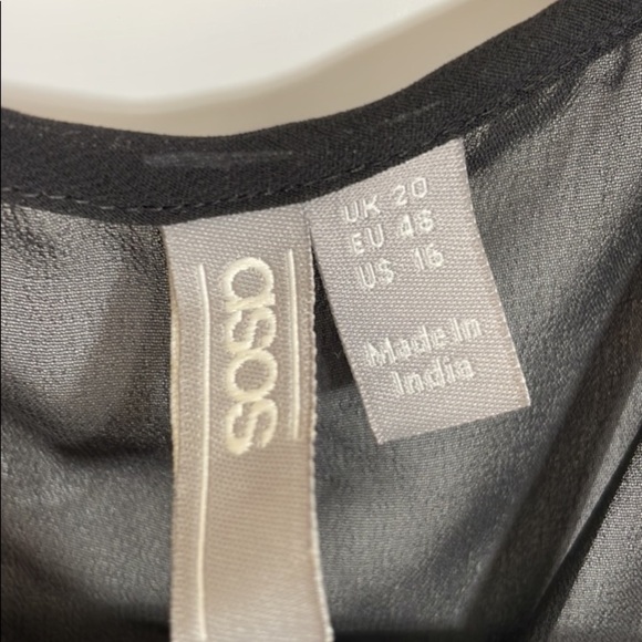 Asos Design curve long sleeve wrap tie chiffon maxi beach kimono black - Picture 7 of 7